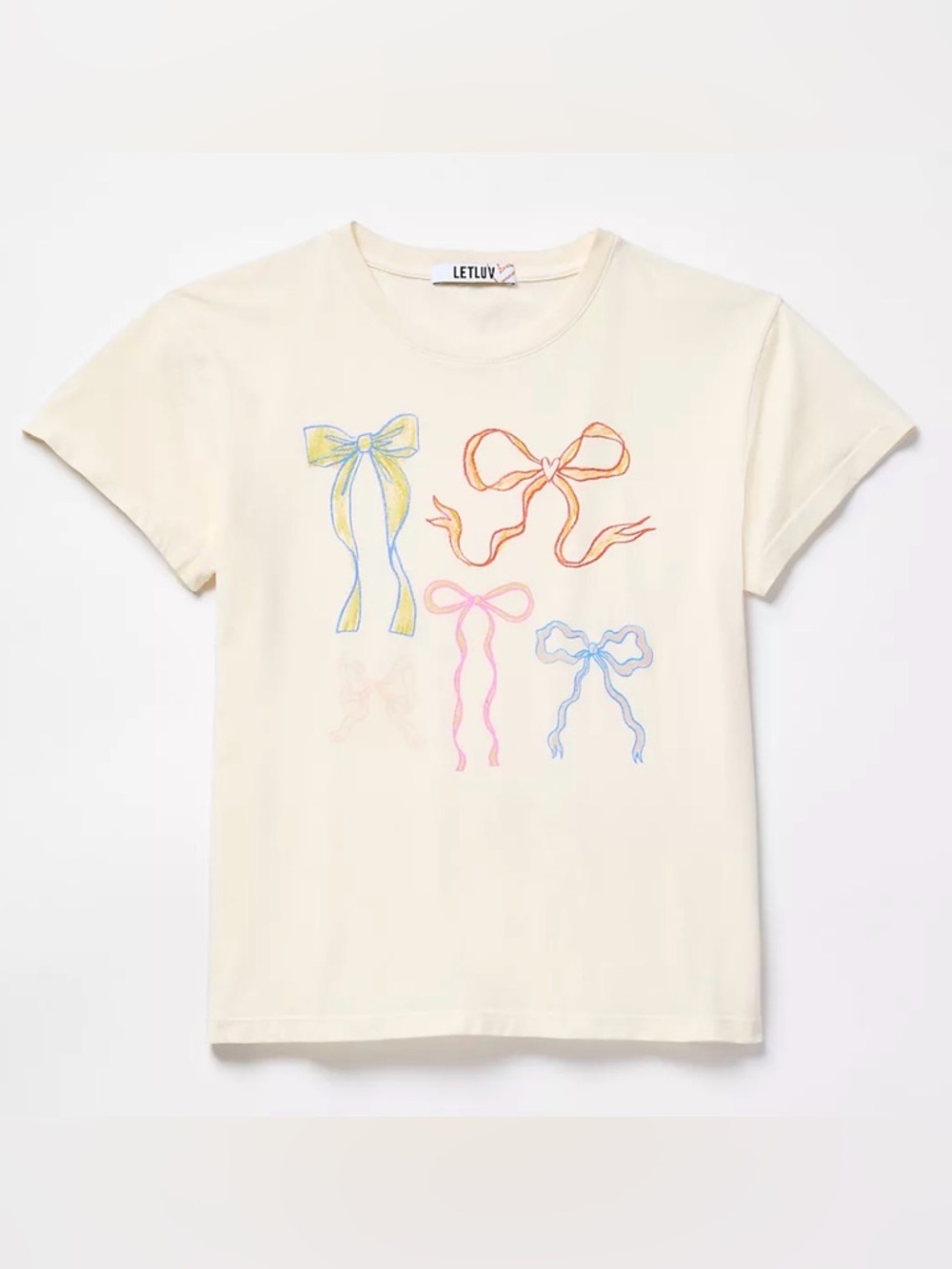 Letluv Ribbon Bows Tee Cream